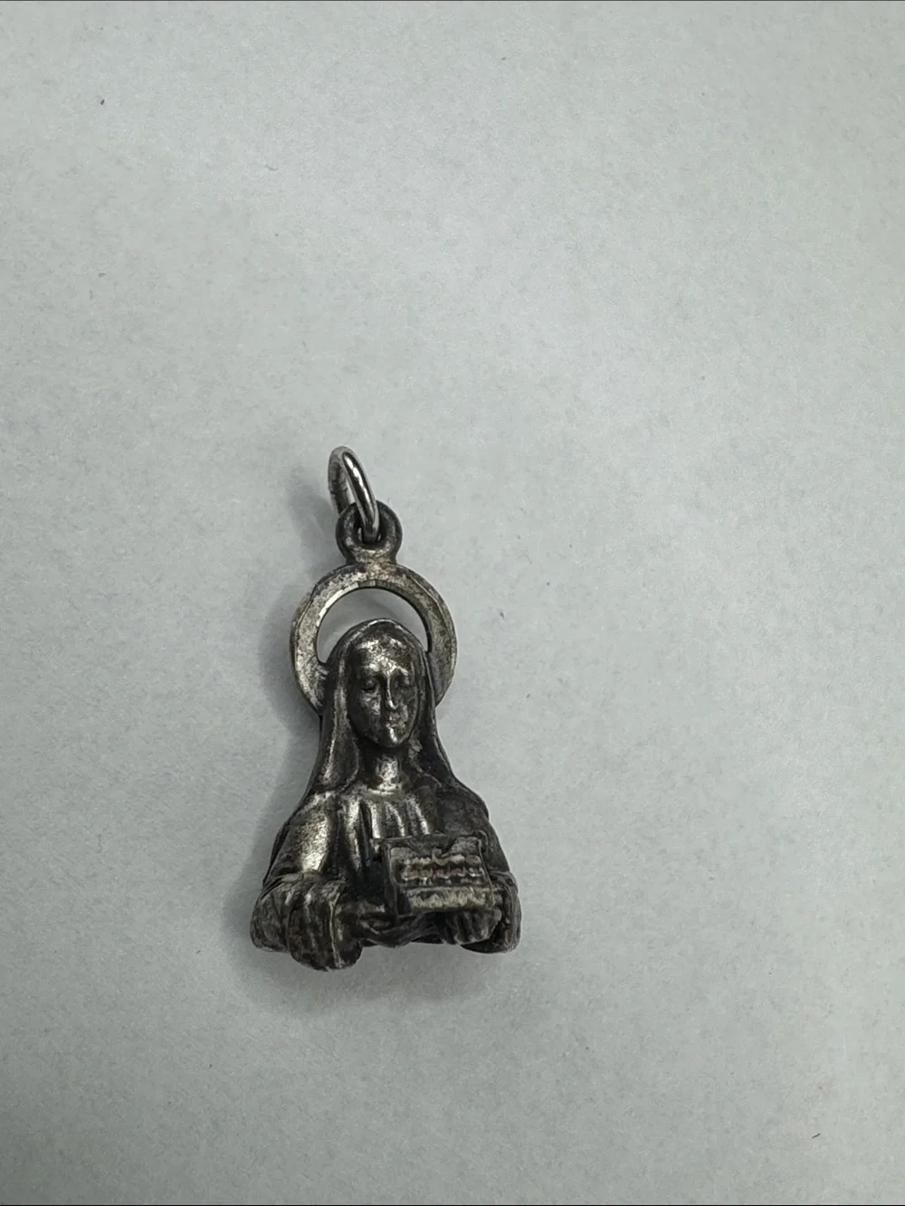 Sterling Silver Religious Virgin Mary Pendant Charm .295oz